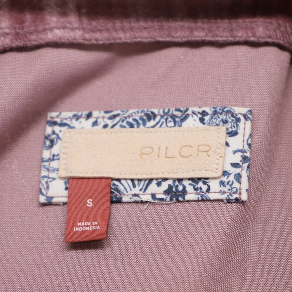 PILCRO ANTHROPOLOGIE Pink Crushed Velvet Mock Neck Top Size S - Picture 5 of 6